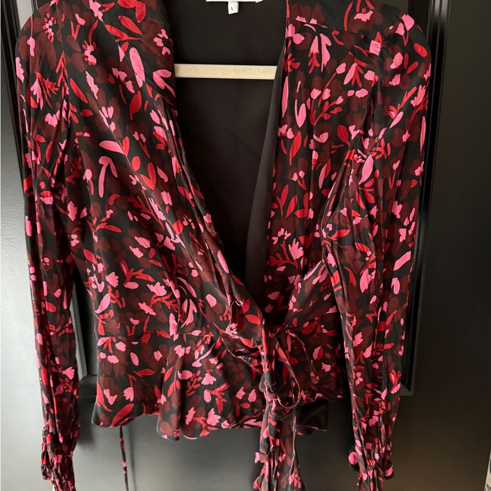 Karina Grimaldi Red and Pink Floral Blouse